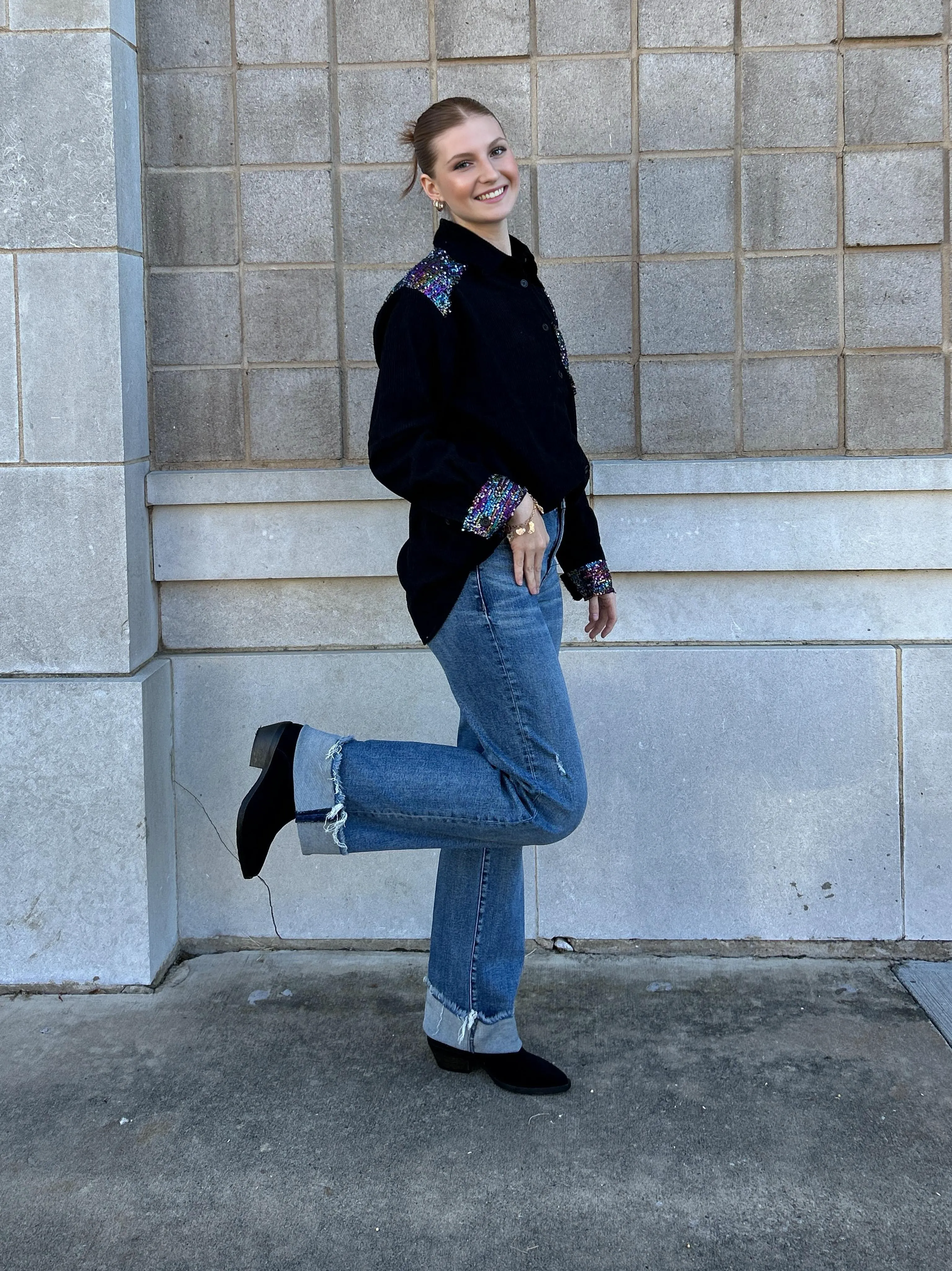 Giving Joy Shacket in Black