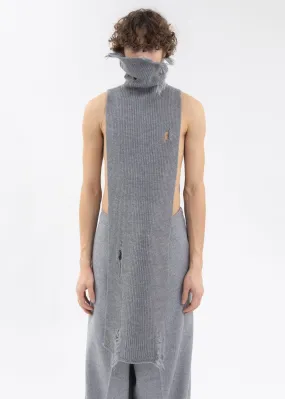 GREY ASYMETRIC DESTROYED TURTLENECK SCARF