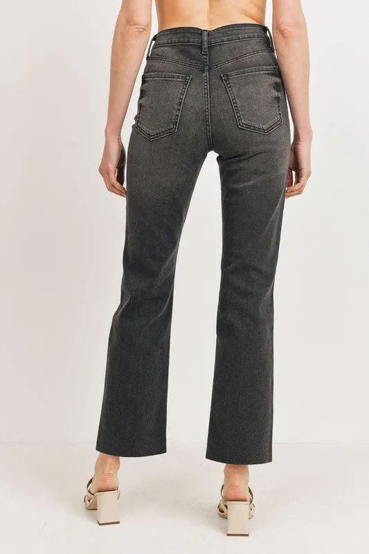 HIGH RISE KNEE BUST STRAIGHT JEANS