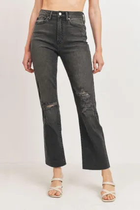 HIGH RISE KNEE BUST STRAIGHT JEANS