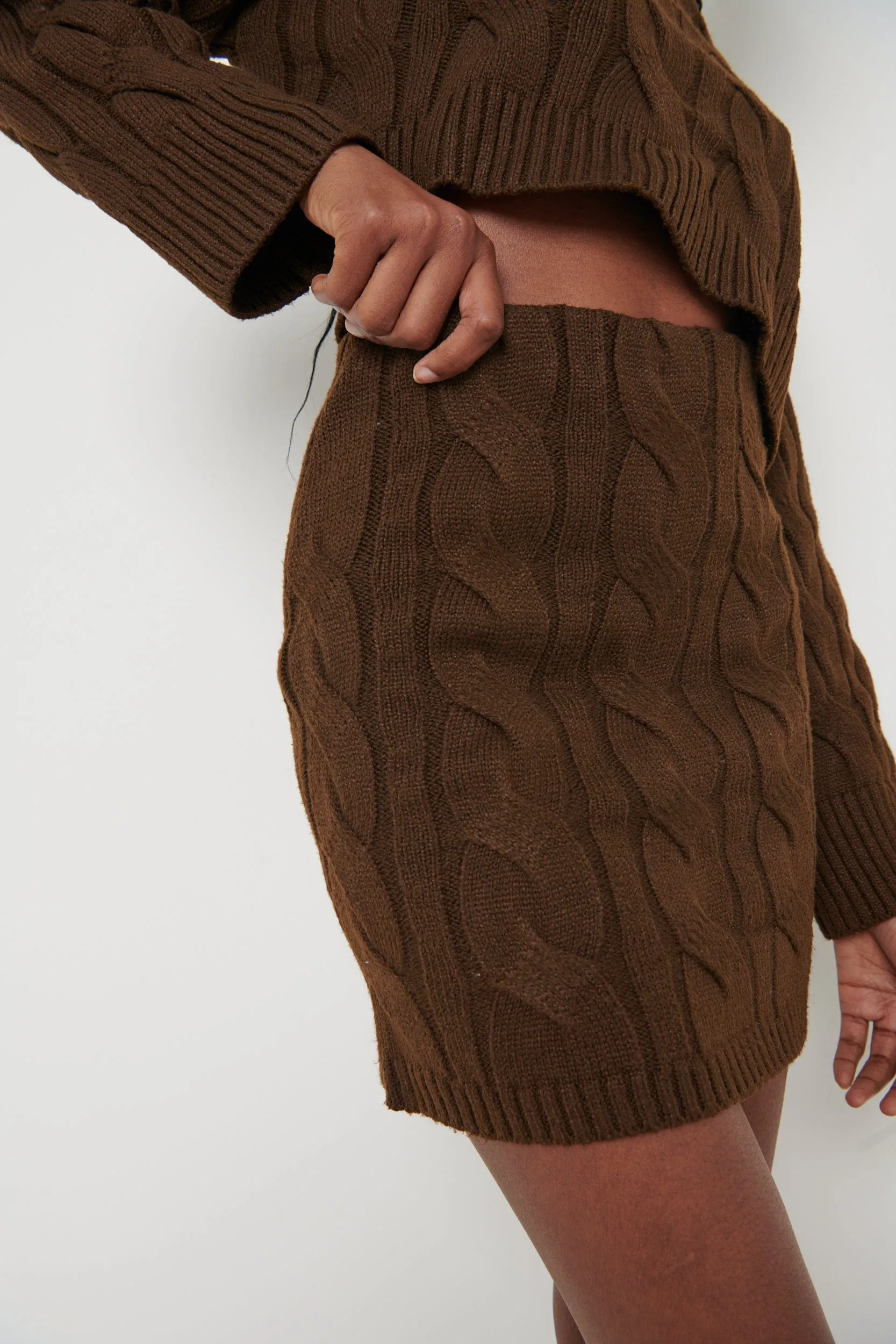 Hunter Cable Knit Mini Skirt - Brown