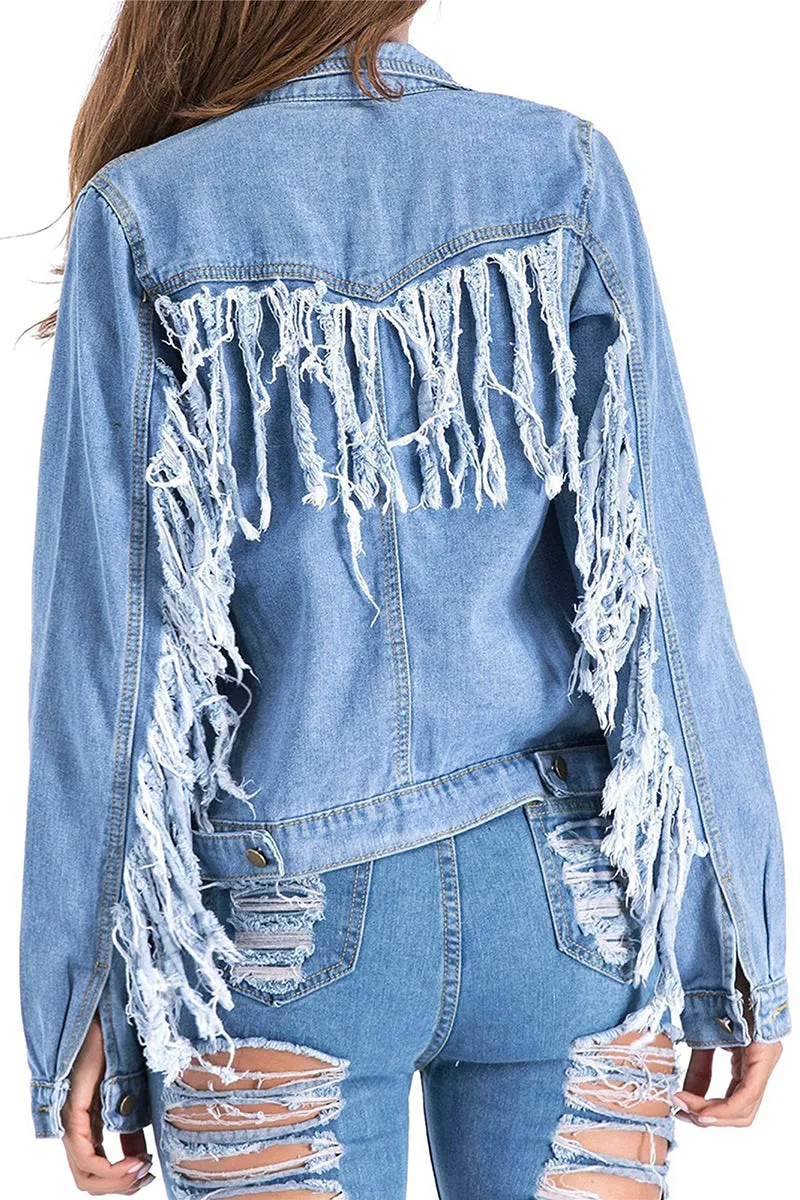 HWT1242 Fringed Denim Jacket