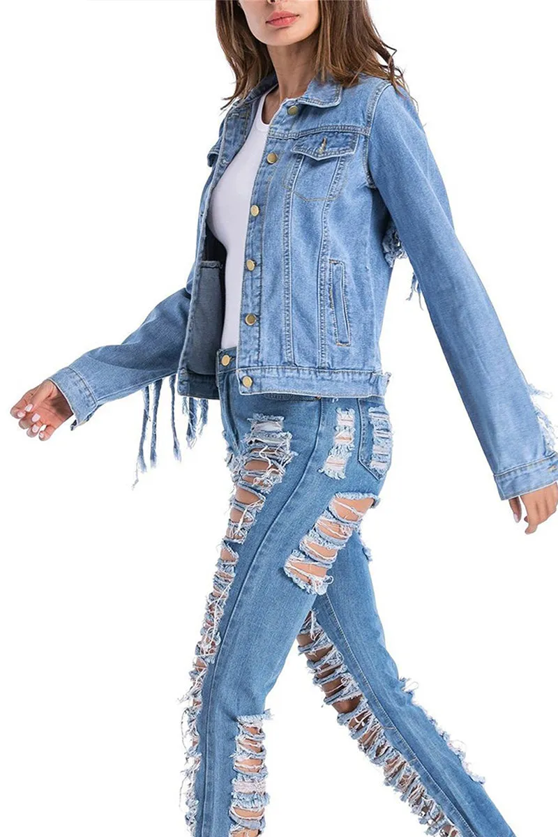 HWT1242 Fringed Denim Jacket