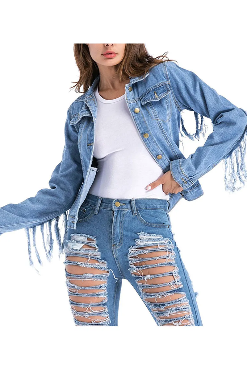 HWT1242 Fringed Denim Jacket