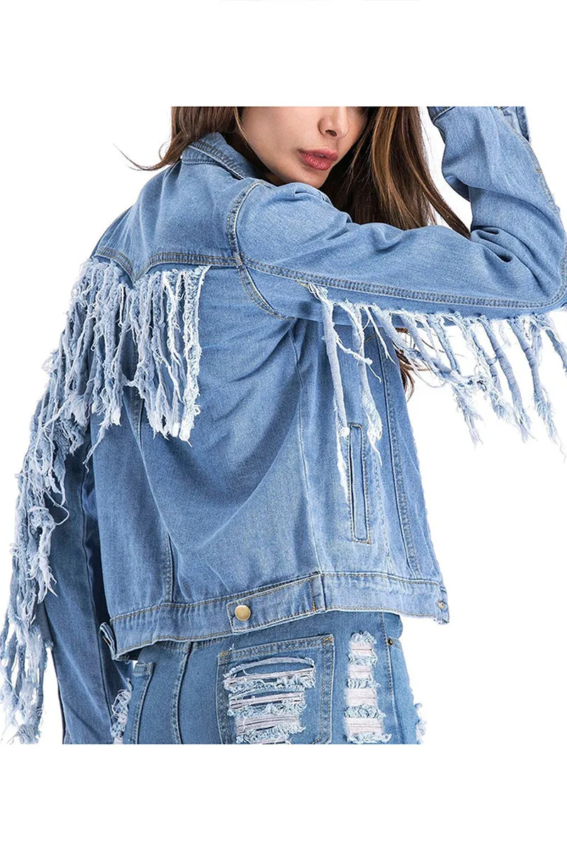 HWT1242 Fringed Denim Jacket