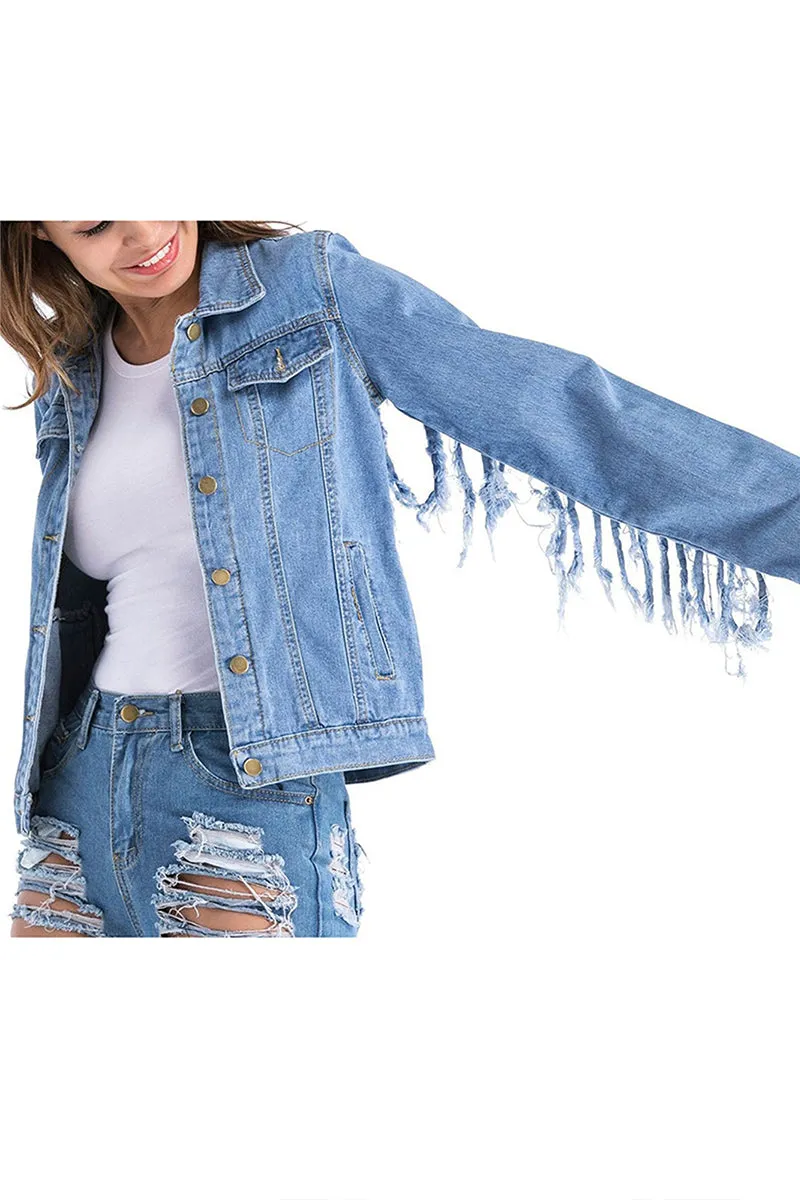HWT1242 Fringed Denim Jacket