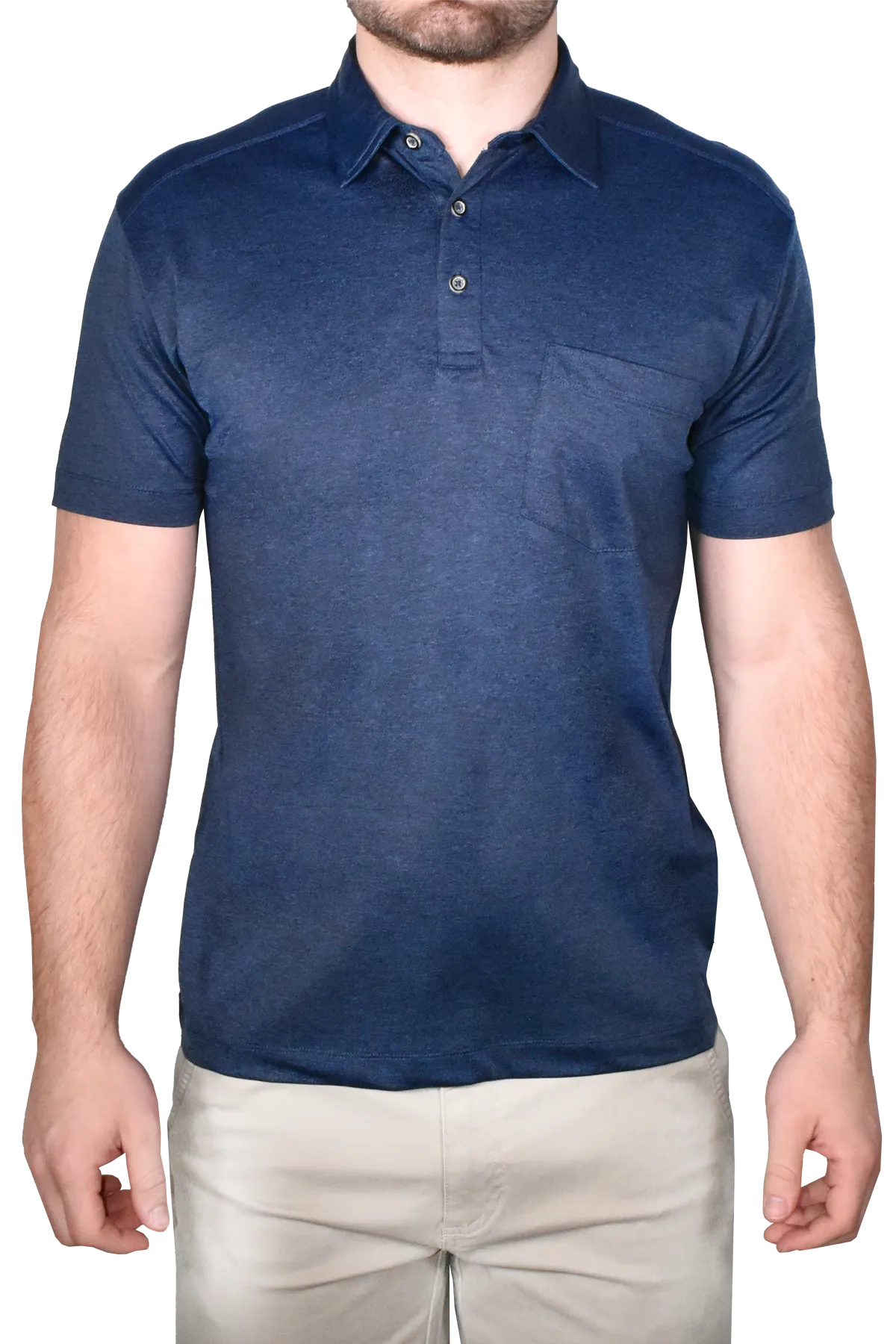 Hybrid Micro Pique Polo, Navy Heather