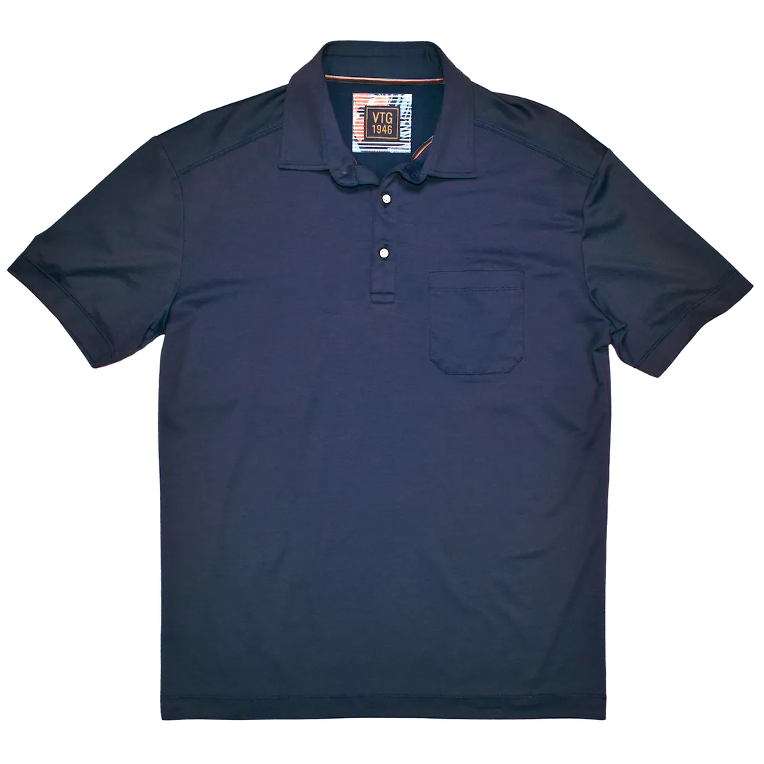 Hybrid Micro Pique Polo, Navy Heather