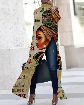 I Am God Says I Am Three-quarter Sleeve Slit T-shirt Dress