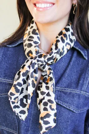 In The Wild Leopard Print Satin Scarf