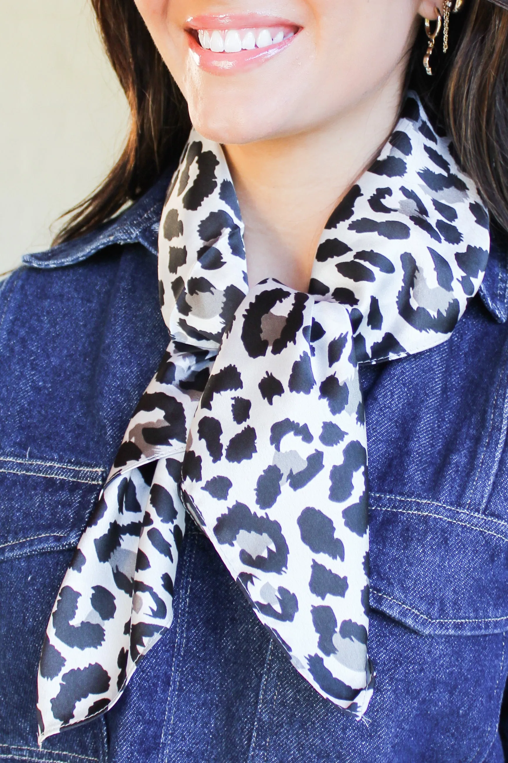 In The Wild Leopard Print Satin Scarf