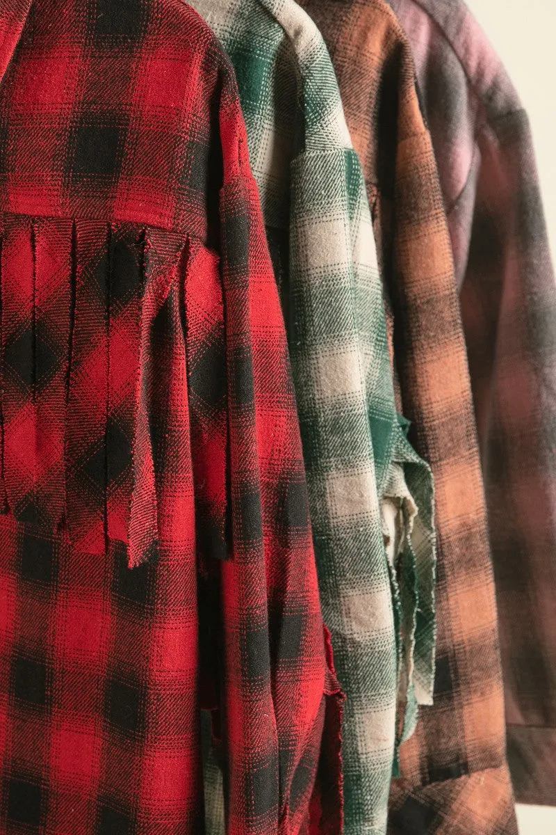 IP5618J-01 | VINTAGE CHECK WITH FRINGE DETAILED SHACKET