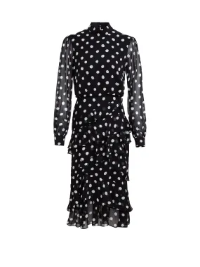 Isa ruffledress in mono dot