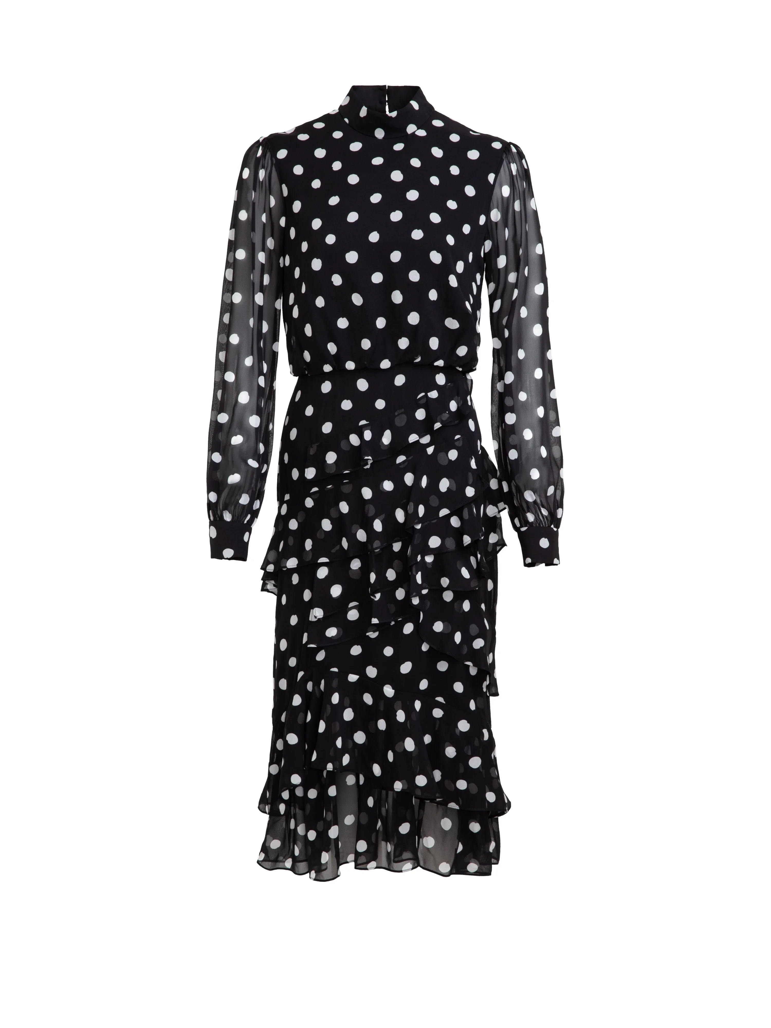 Isa ruffledress in mono dot
