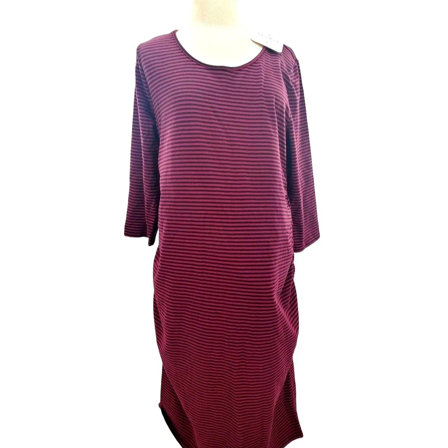 ISABEL MATERNITY Dress 3/4 Sleeve Stretch Shirred side T-Shirt Dress