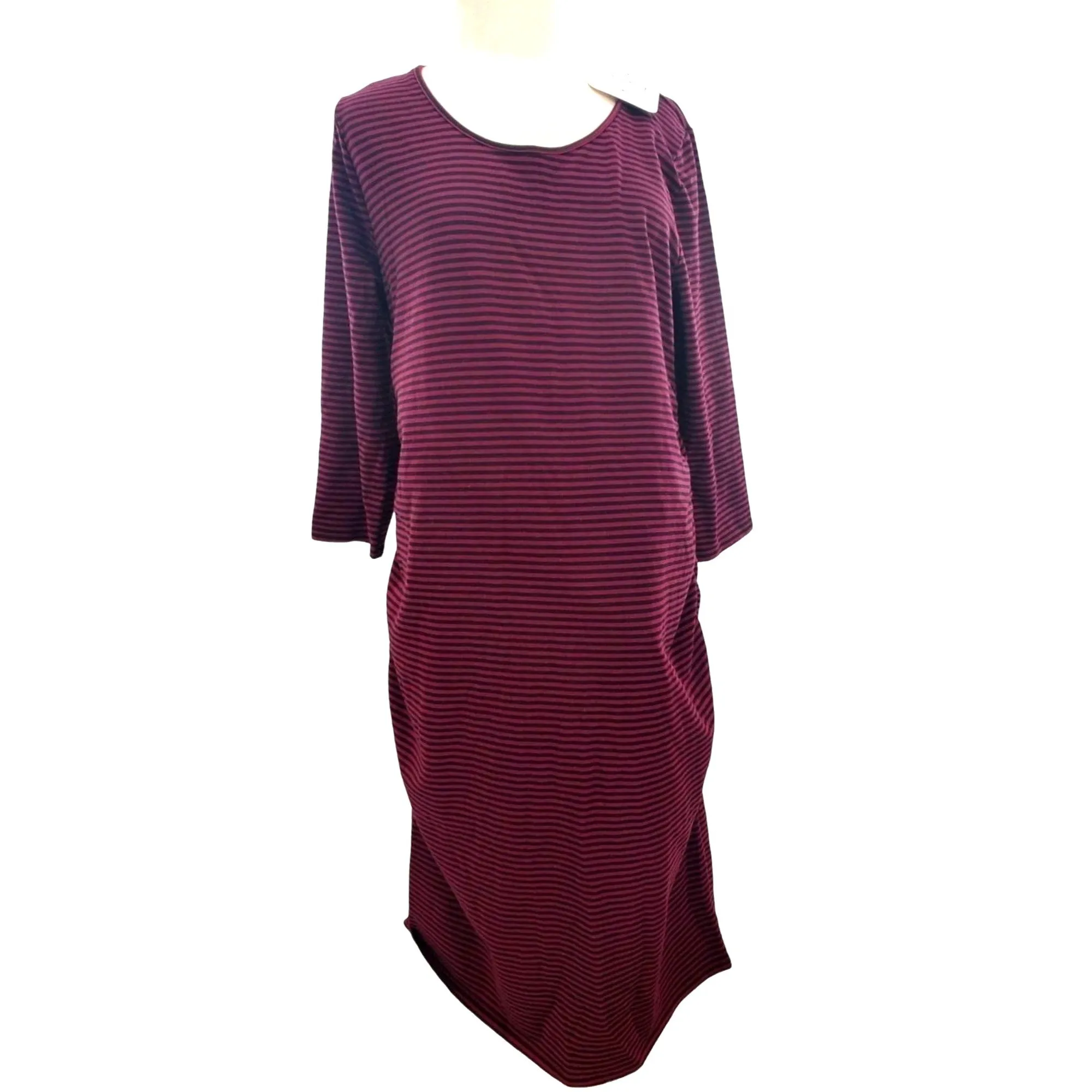ISABEL MATERNITY Dress 3/4 Sleeve Stretch Shirred side T-Shirt Dress