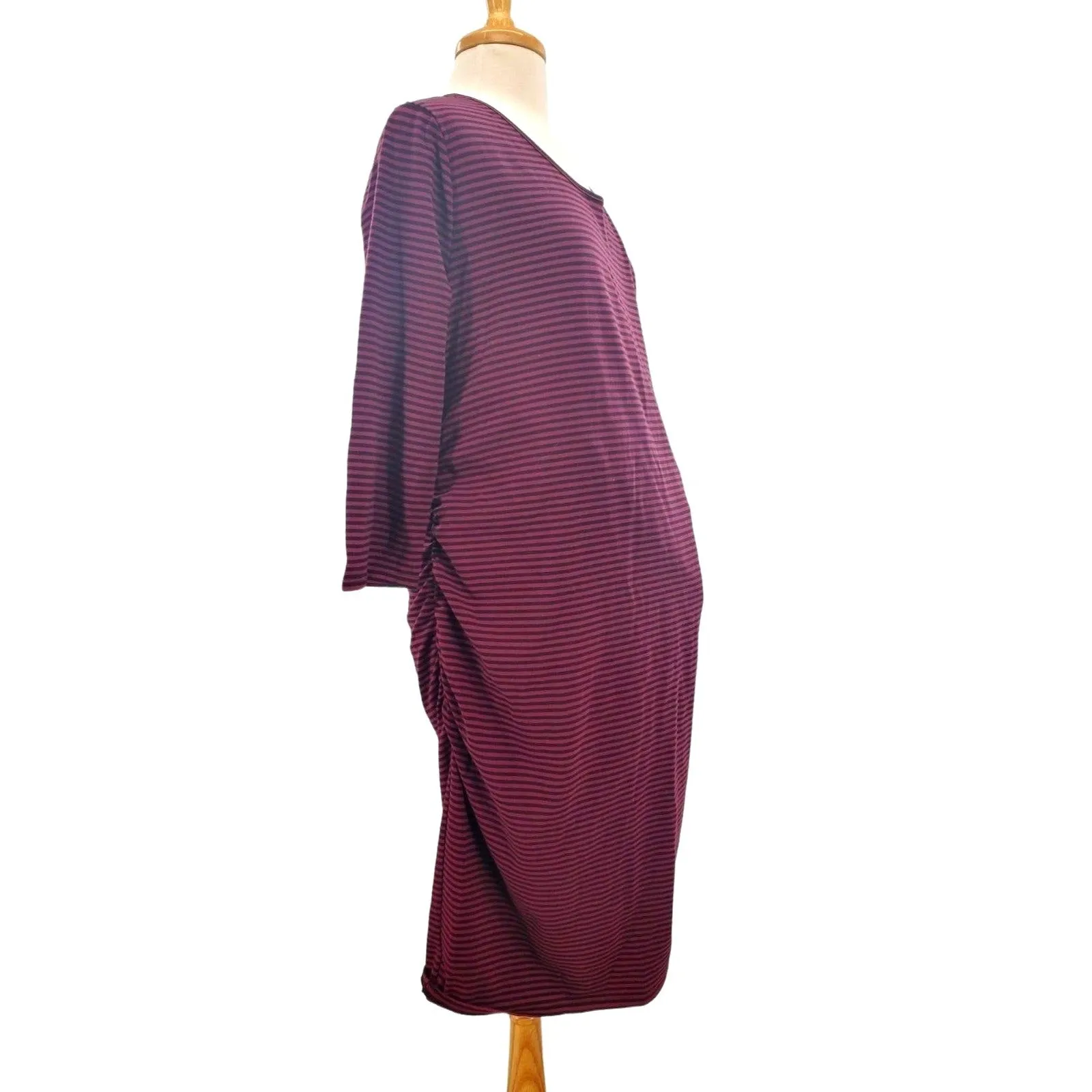 ISABEL MATERNITY Dress 3/4 Sleeve Stretch Shirred side T-Shirt Dress