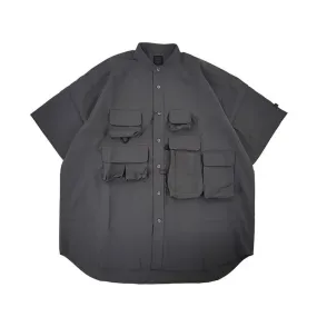 Japanese Cityboy Functional Casual Loose Multi Pocket Set Short Sleeve Shirt