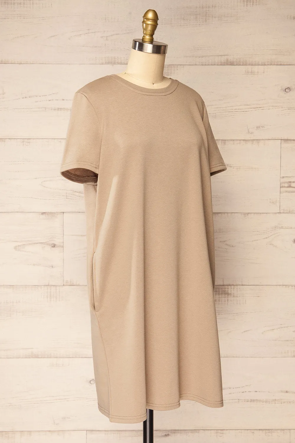 Jerzey Taupe | T-Shirt Dress w/ Pockets
