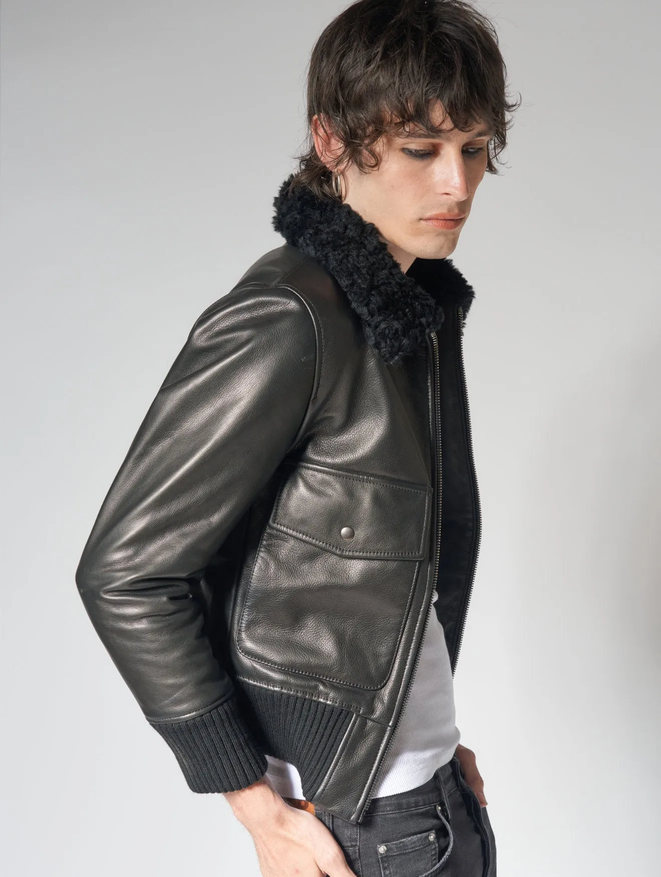 JONAS AVIATOR LEATHER JACKET IN BLACK - Man