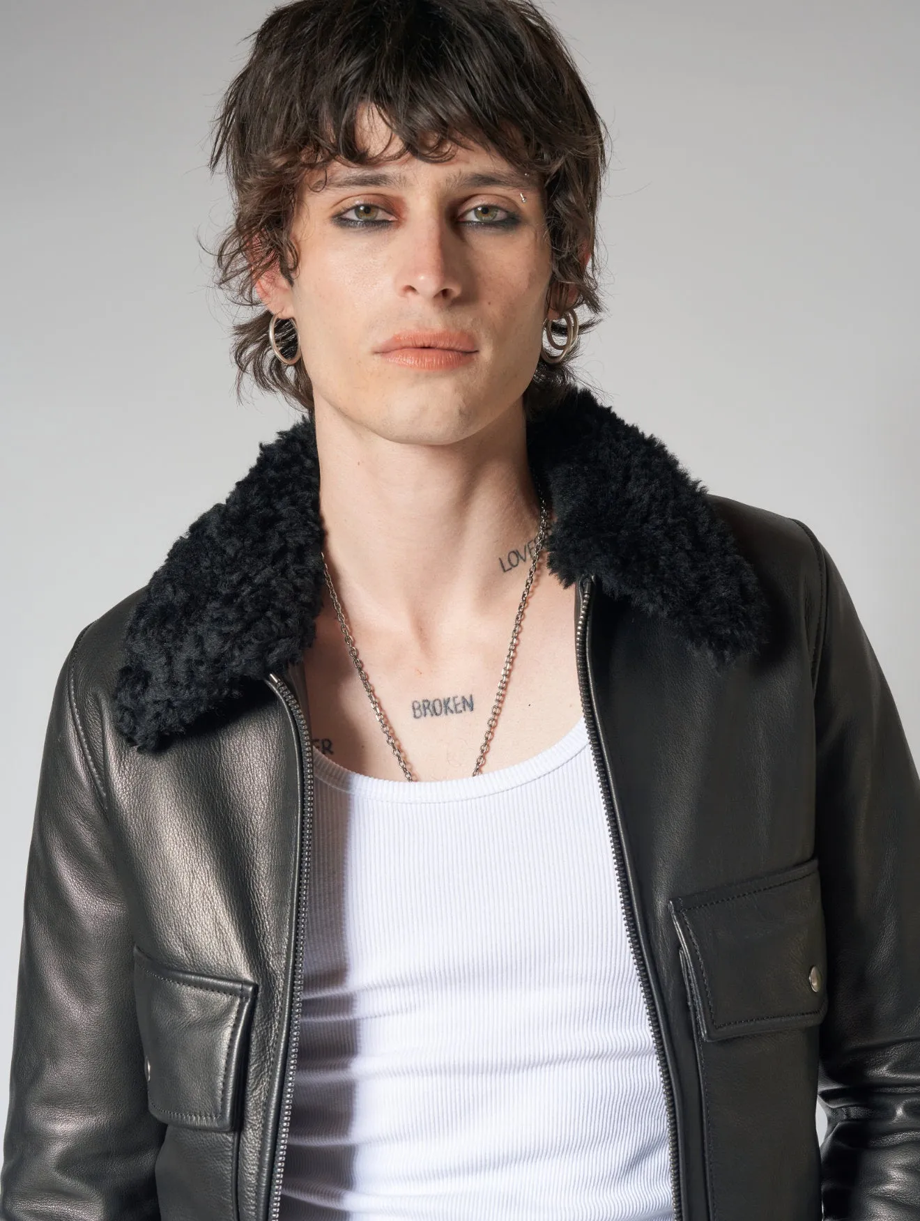 JONAS AVIATOR LEATHER JACKET IN BLACK - Man