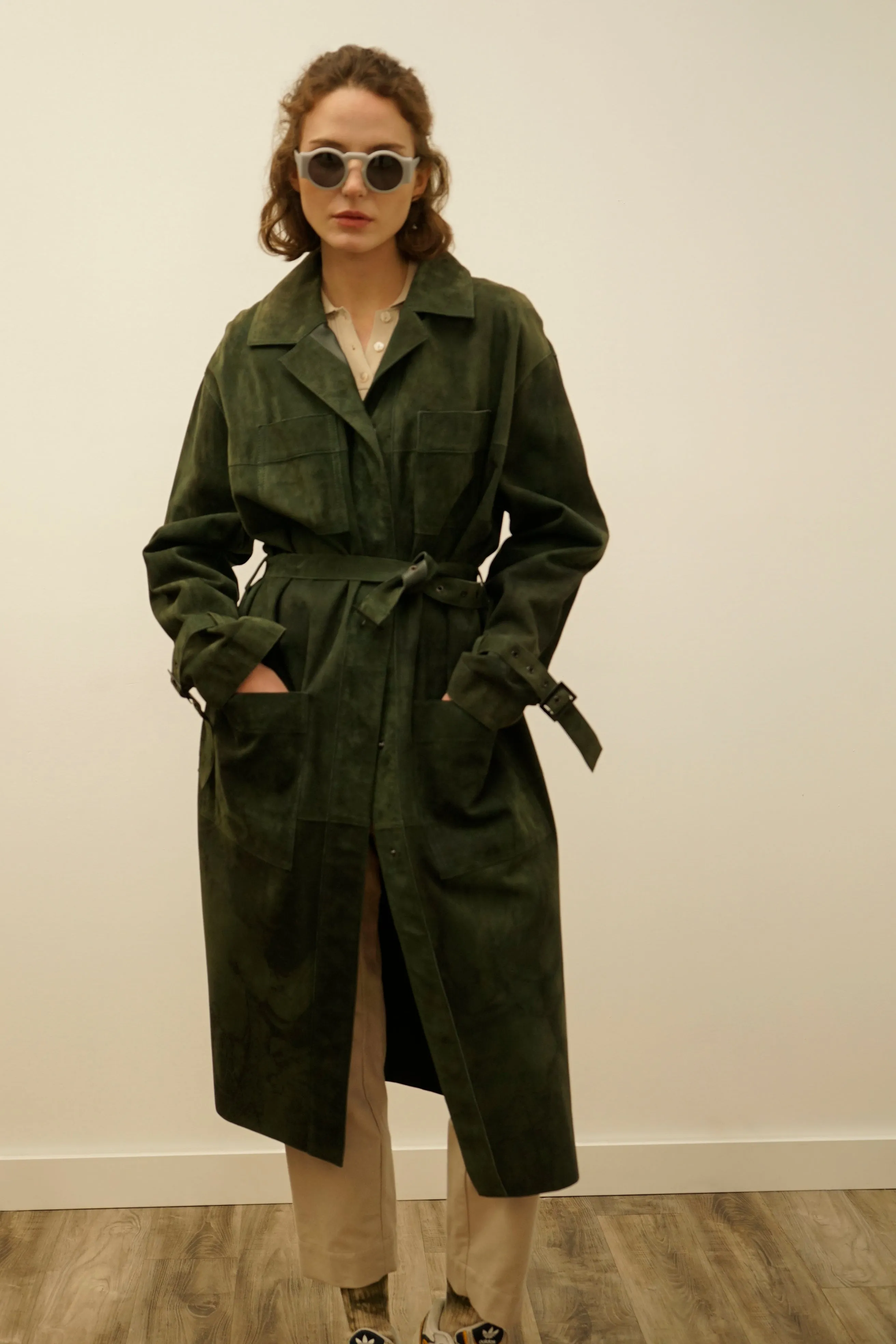 Kam Forest Green Suede Leather Jacket