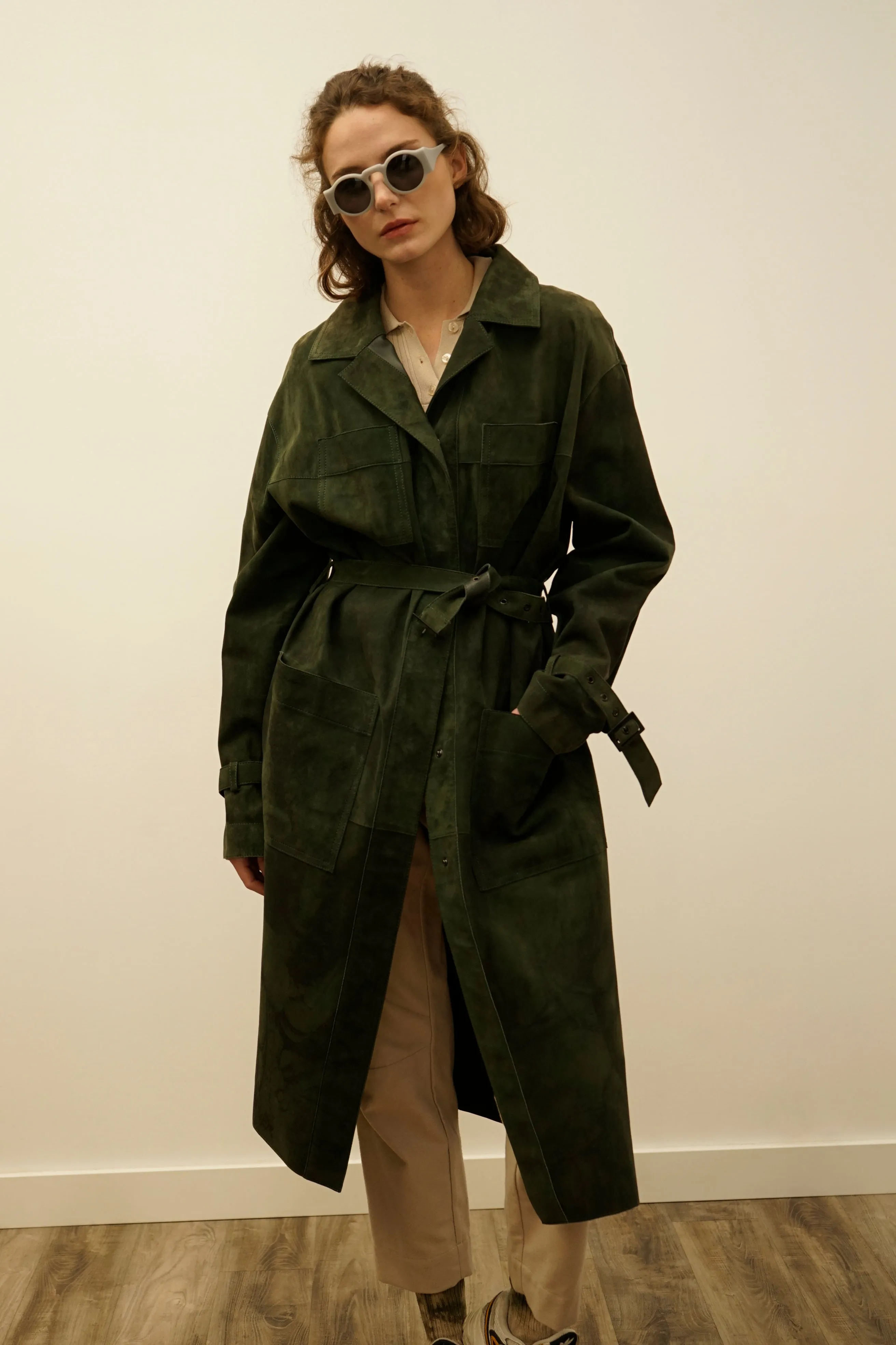 Kam Forest Green Suede Leather Jacket