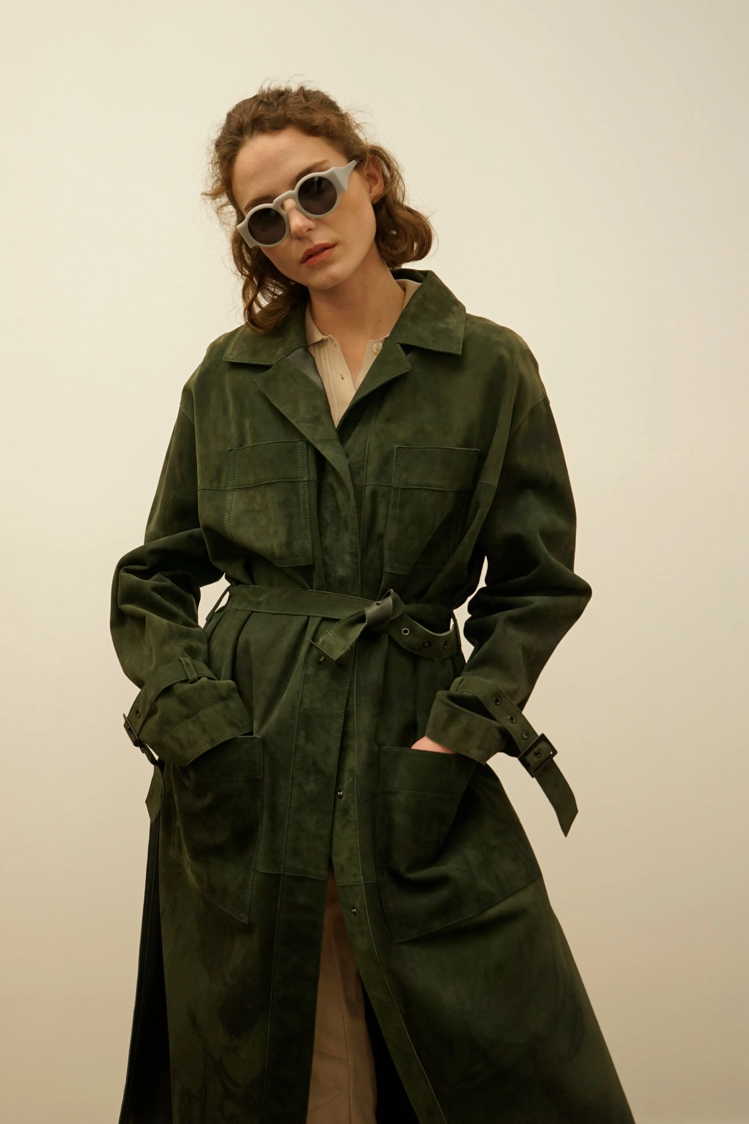 Kam Forest Green Suede Leather Jacket