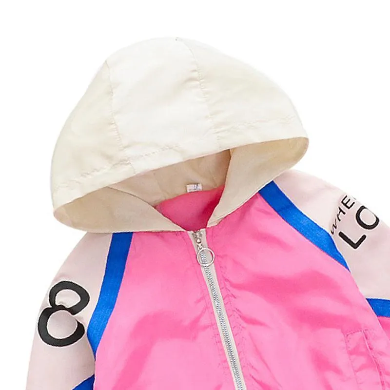 kids clothing distributor Kid Girl Printing Letter Long Sleeve Trench Coat