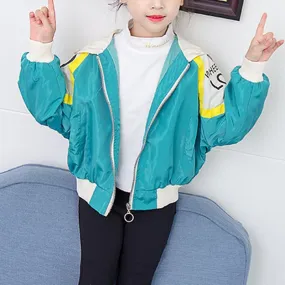 kids clothing distributor Kid Girl Printing Letter Long Sleeve Trench Coat