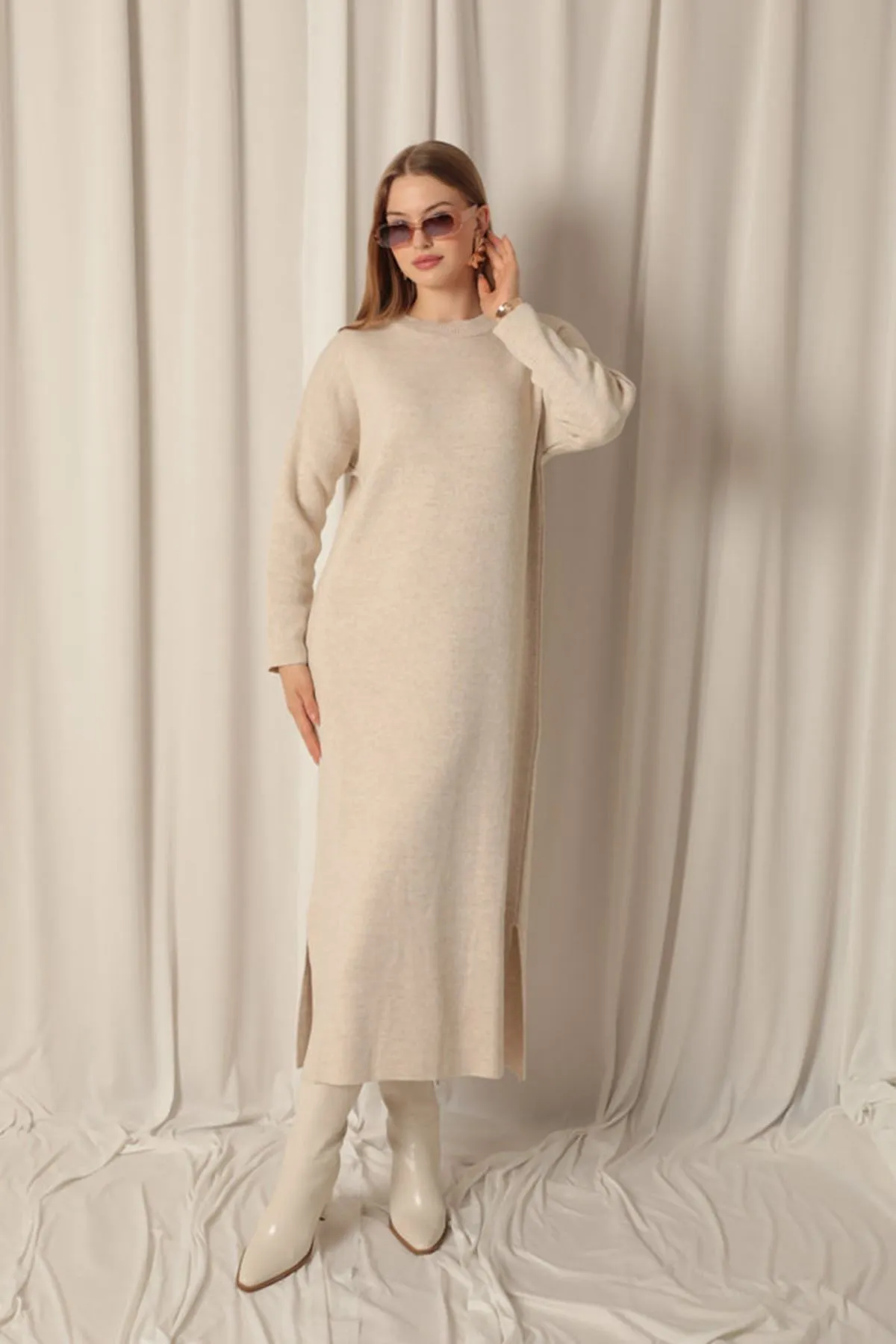 KKT Knit Fabric Turtleneck Stone Dress - Willenhall
