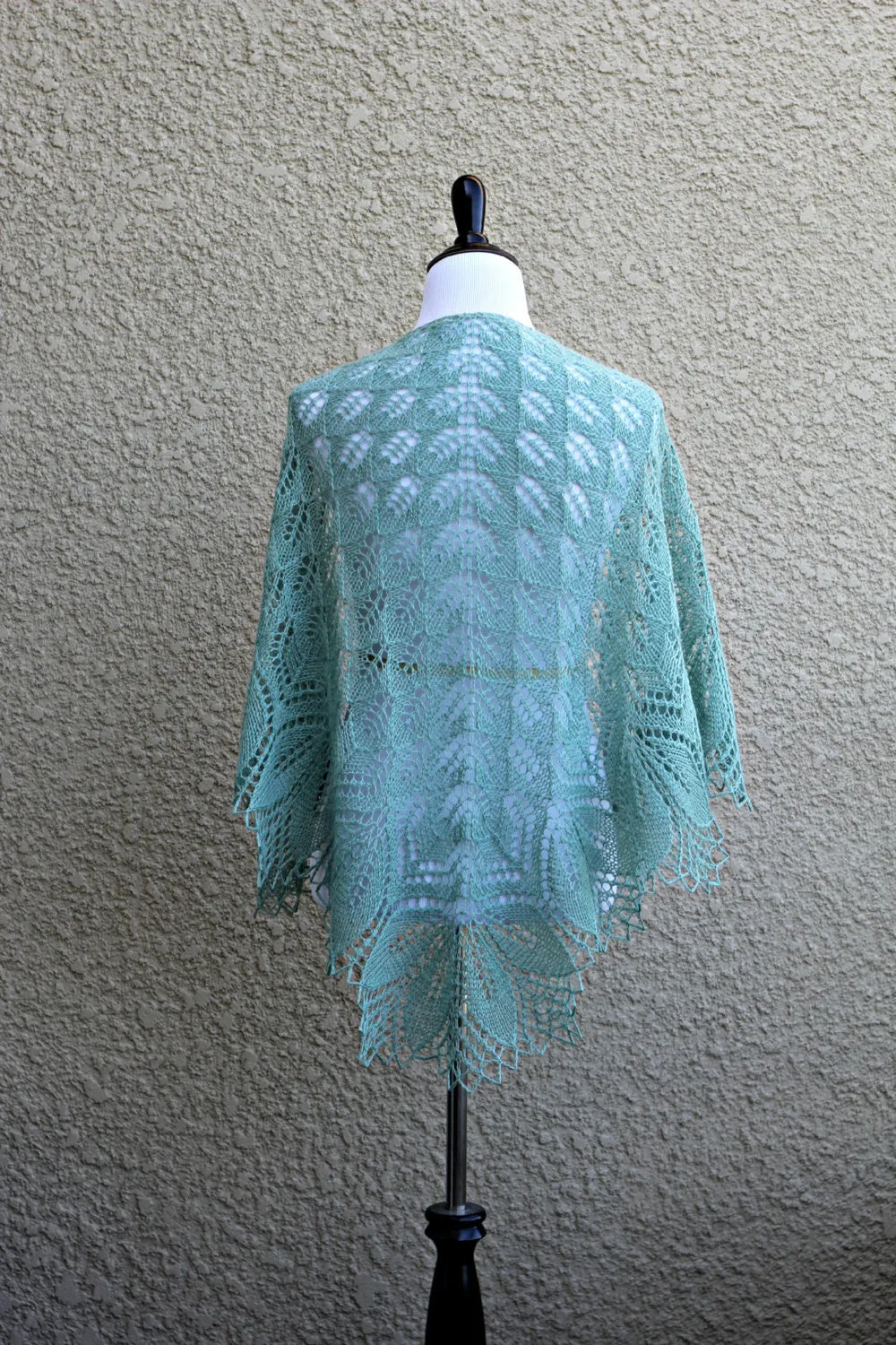 Knit shawl in moss green color, lace scarf, knitted wrap gift for her