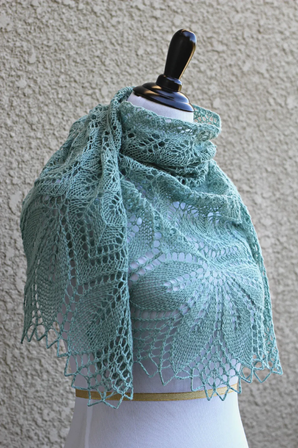 Knit shawl in moss green color, lace scarf, knitted wrap gift for her
