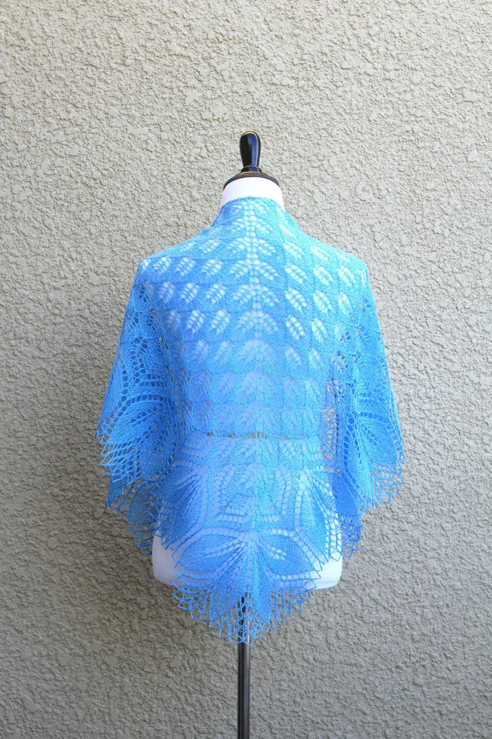 Knit shawl, lace shawl in blue colors lace, gift for her