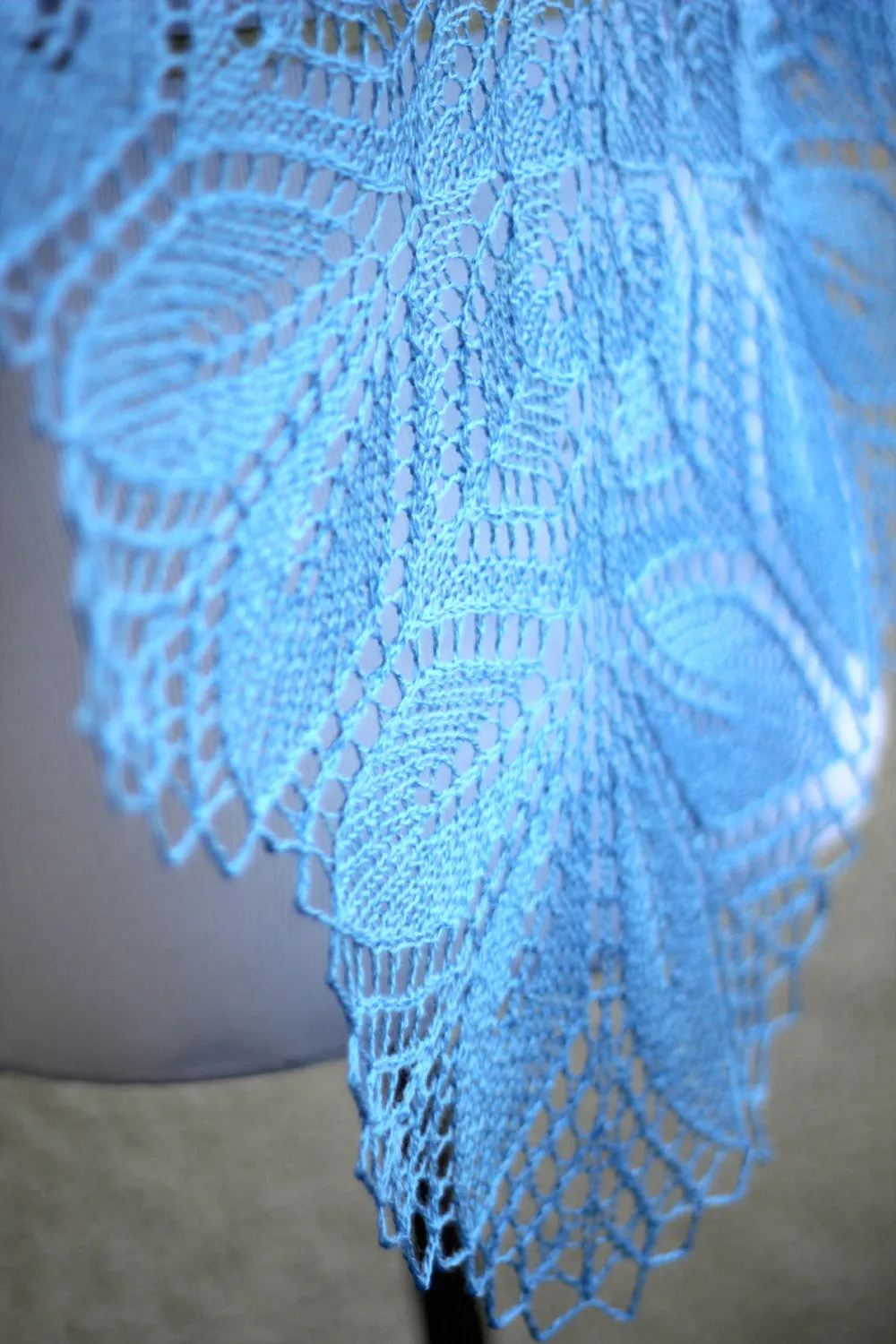 Knit shawl, lace shawl in blue colors lace, gift for her