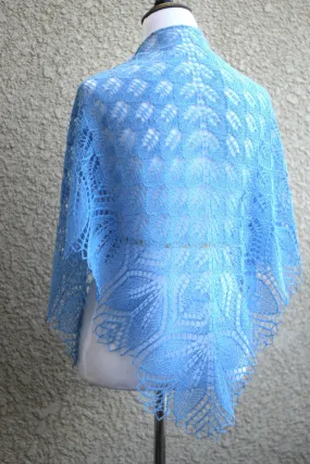 Knit shawl, lace shawl in blue colors lace, gift for her