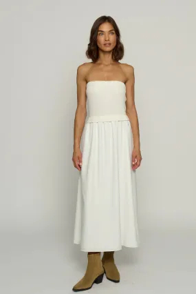 knit   woven skirt strapless dress