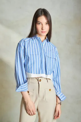 Krystal|Striped Cropped Shirt