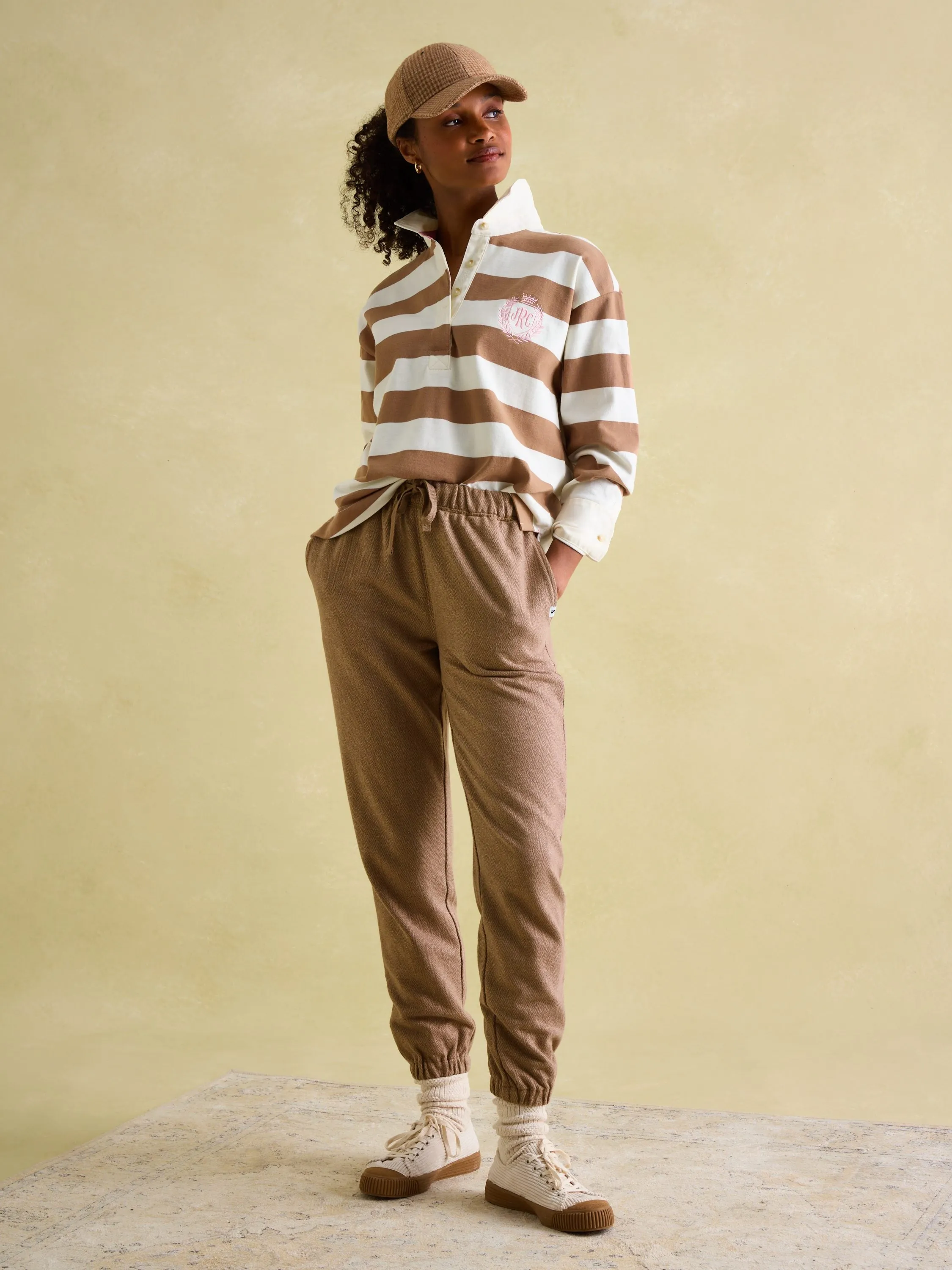 Lara Tan Brown Boxy Fit Rugby Shirt