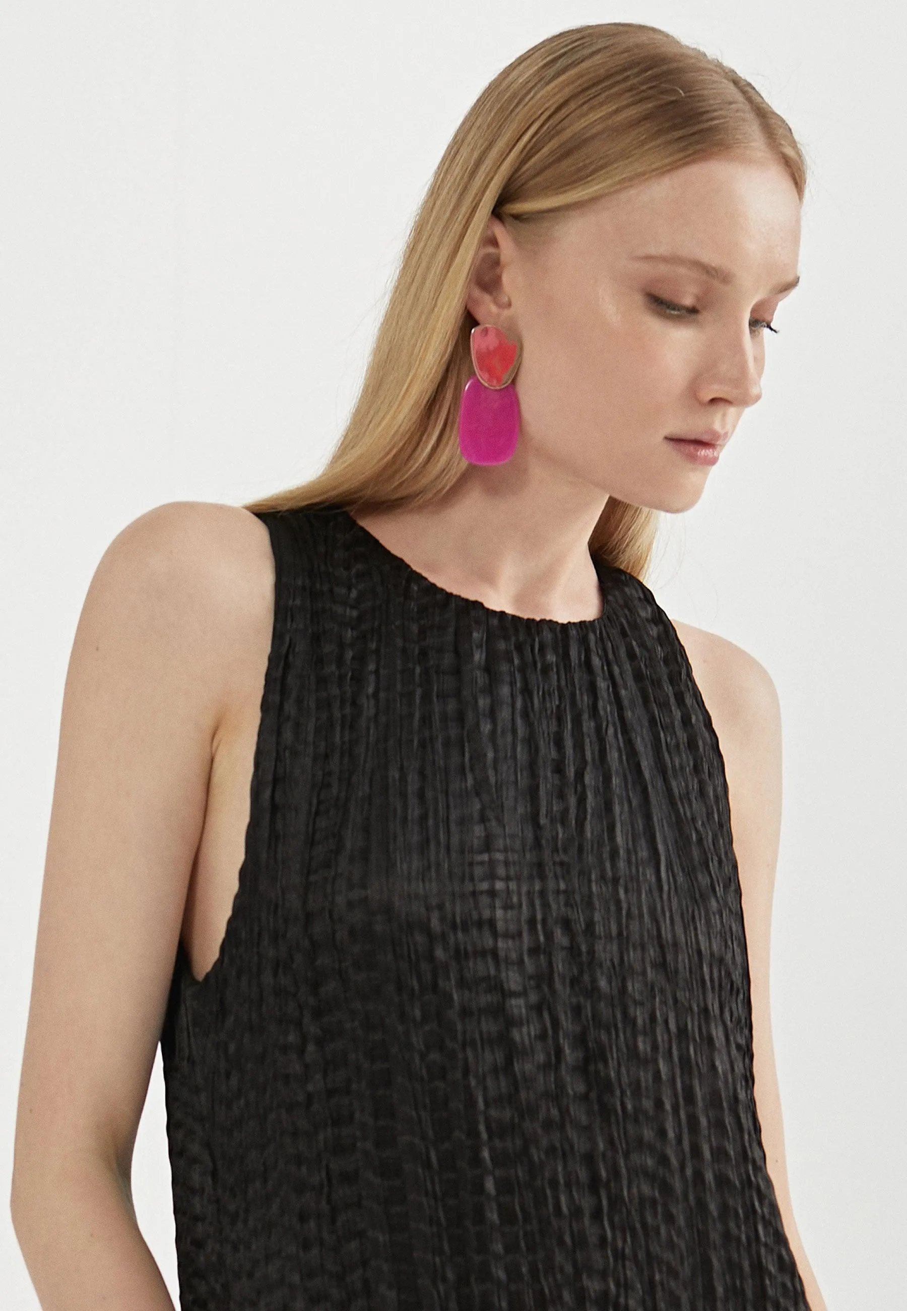 Long pleated effect midi dress