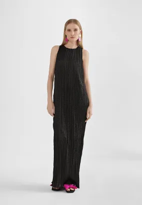 Long pleated effect midi dress