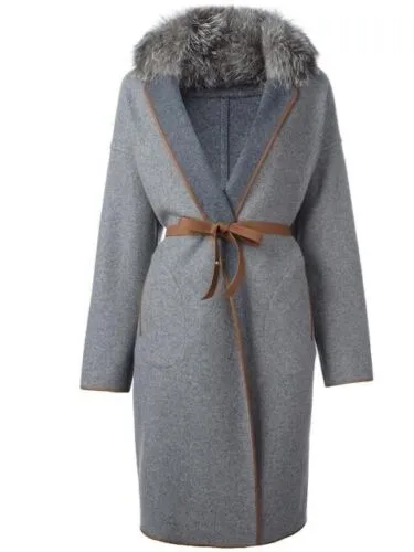 LORO PIANA BABY CASHMERE REVERSIBLE FOX FUR COLLAR COAT I 40 UK 8 US 4 S ladies