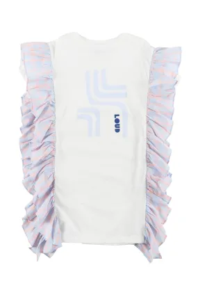 Loud COAST T-shirt Dress in Gardenia/Check Neon