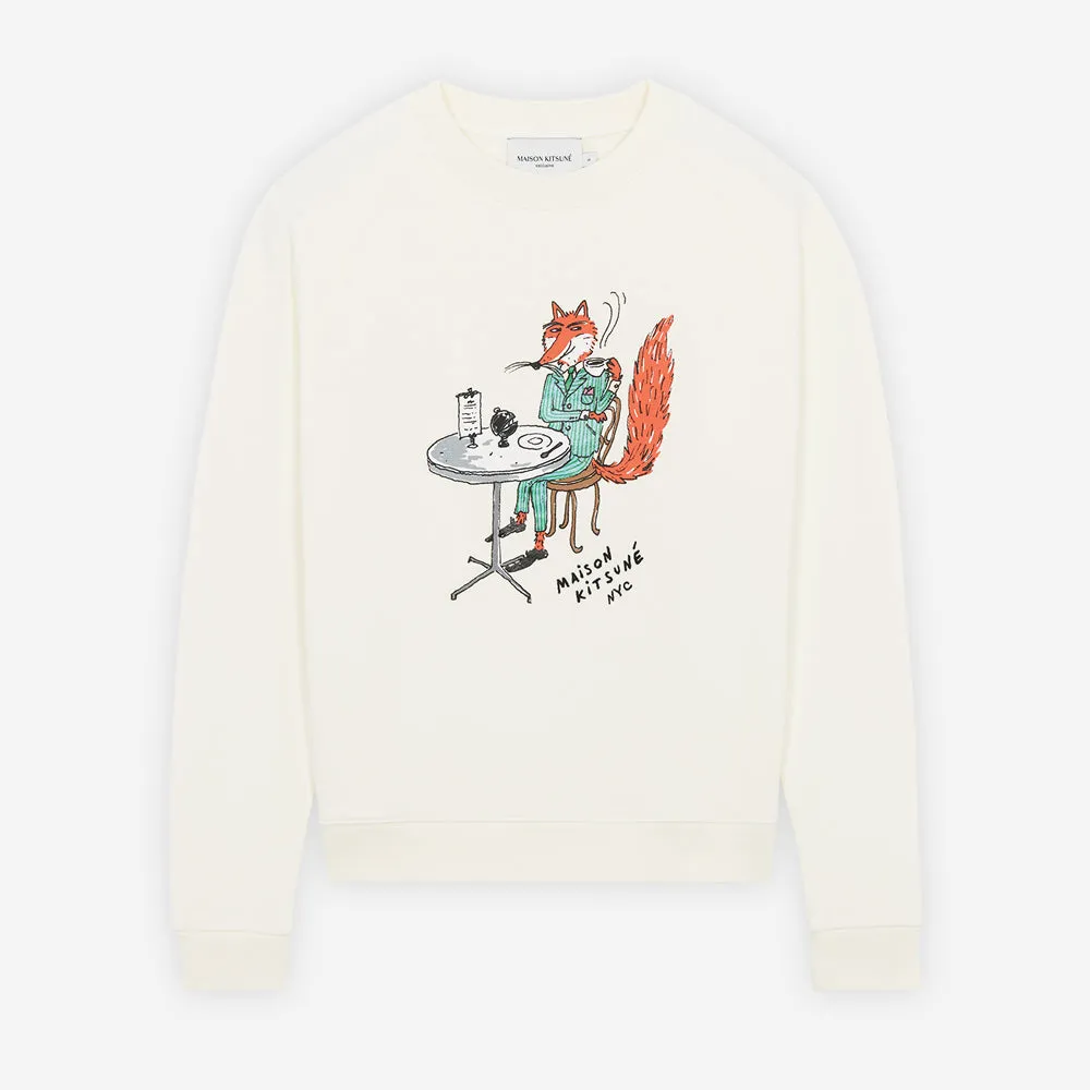 Maison Kitsune Women's Oly Coffee Fox Vintage Sweatshirt Ecru IW00305KM0001 P701