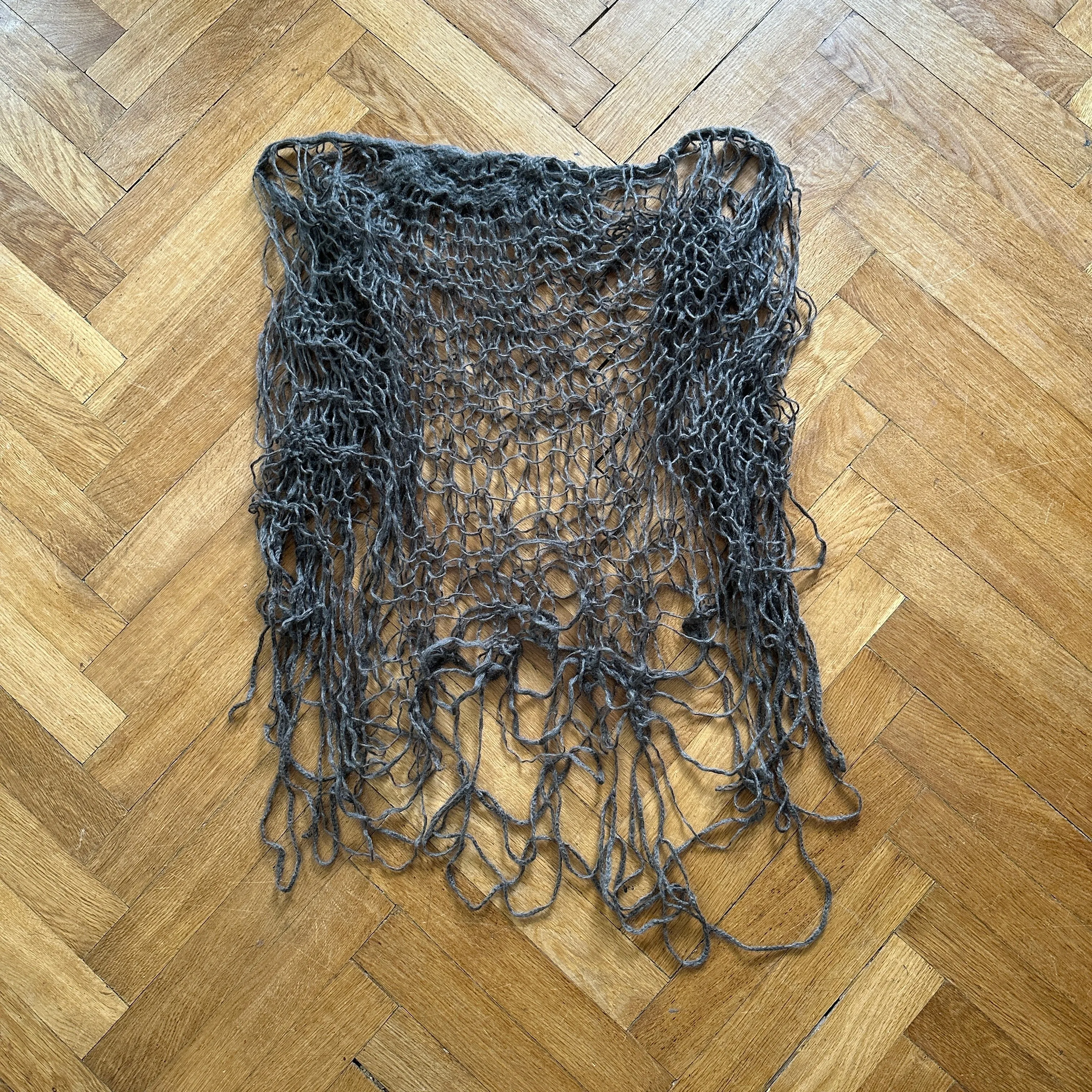 Maison Martin Margiela 2000s Spider Web Hand Knit Blanket Scarf