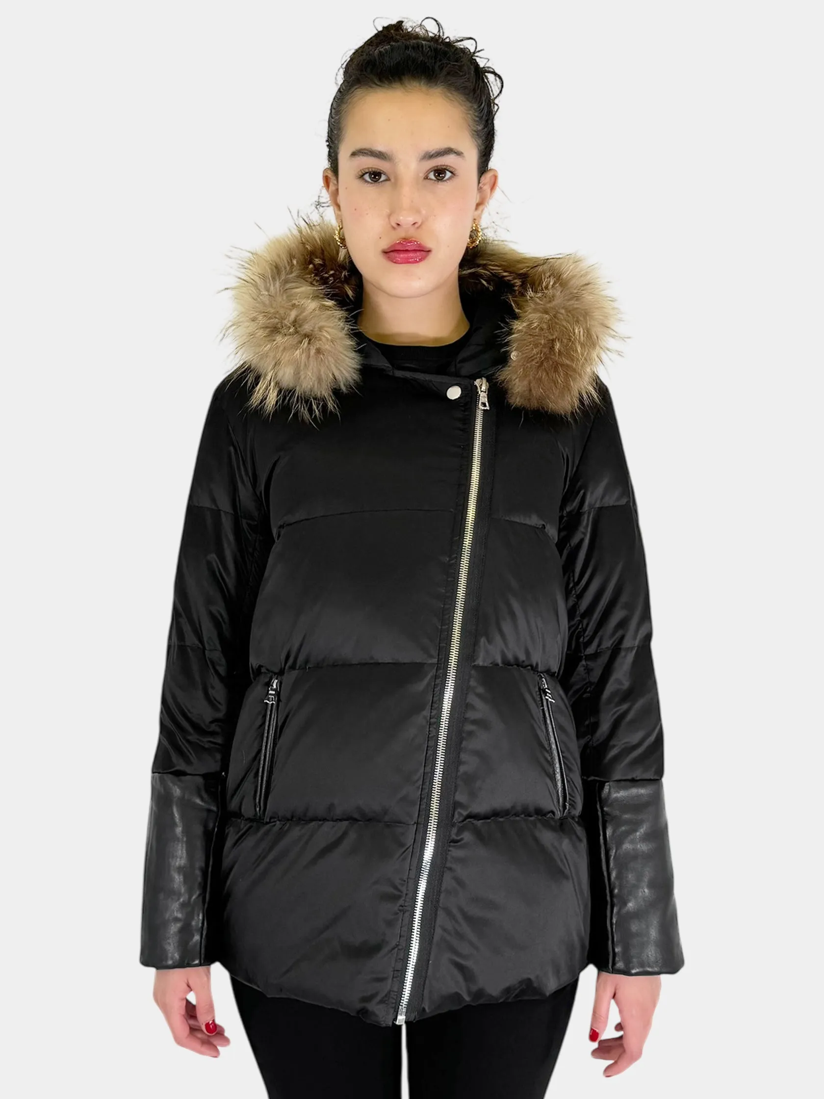 Marcie Fur Trim Puffer Coat - Size 3