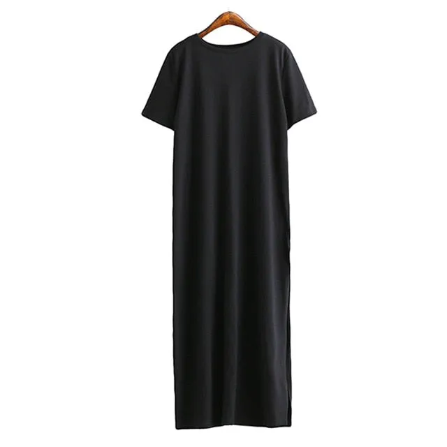 Maxi T Shirt Dress Women Summer Casual Beach Sexy Party Vintage Bodycon Boho Wrap Cotton Black Long Dresses Plus Size