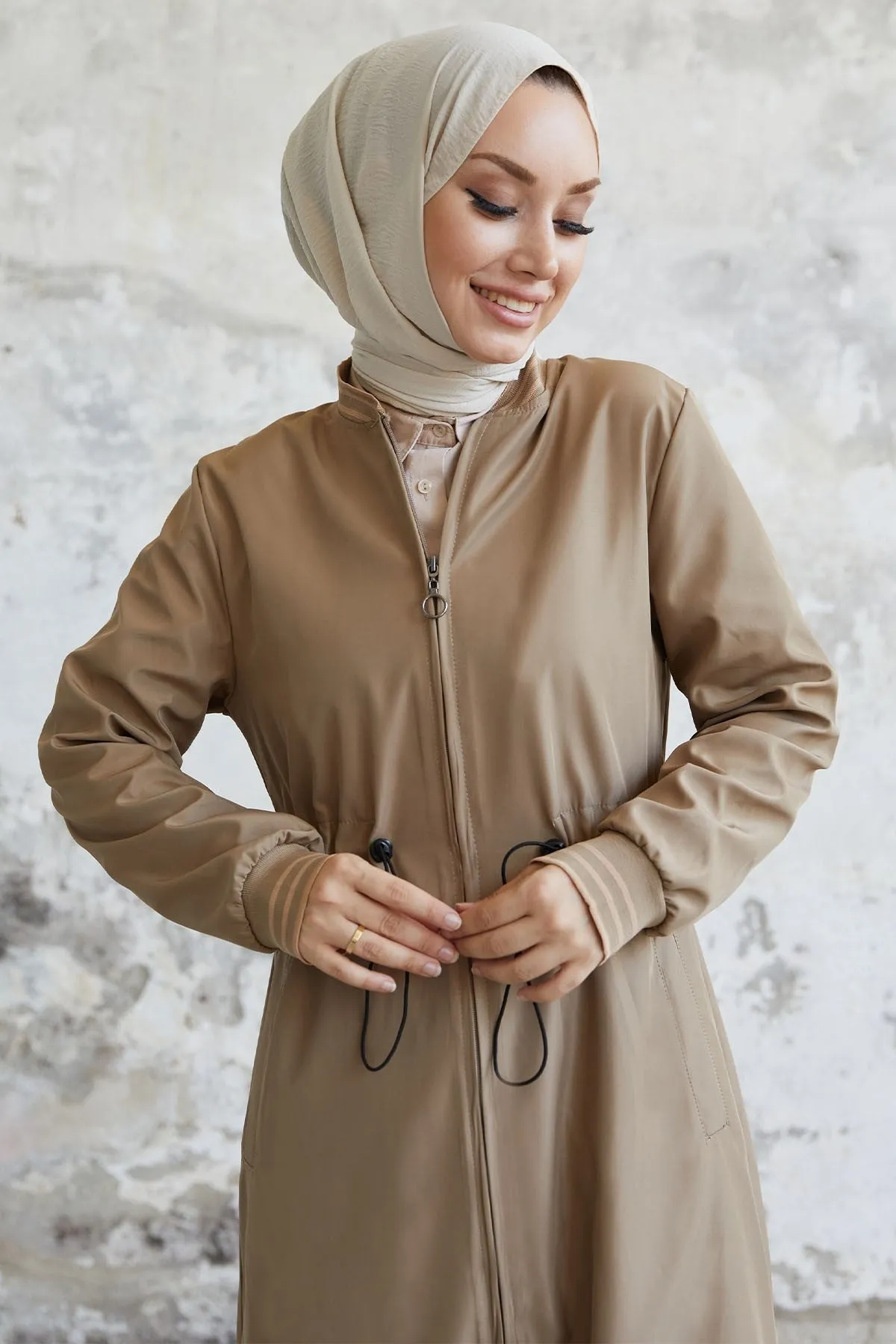 MDS Women Penny Collar Patterned Trench Coat - Beige - Battle Creek