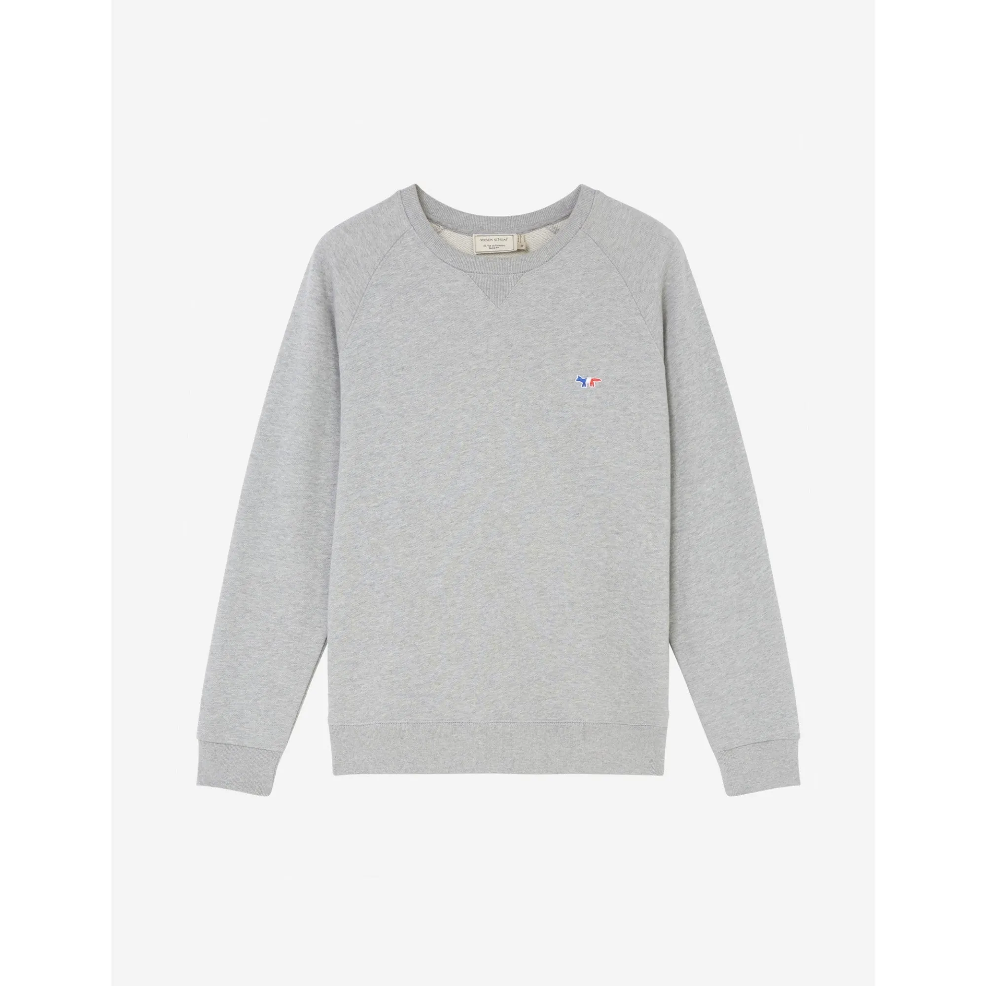Men Sweatshirt Tricolor Fox Patch - Grey Melange