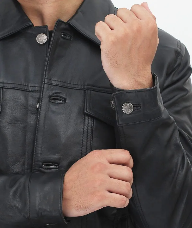 Men's Black Trucker Style Jacket